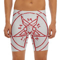 Red Satanic Pentagram Symbol Print Men's Long Boxer Briefs