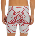 Red Satanic Pentagram Symbol Print Men's Long Boxer Briefs
