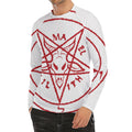 Red Satanic Pentagram Symbol Print Men's Long Sleeve Rash Guard