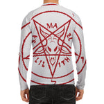Red Satanic Pentagram Symbol Print Men's Long Sleeve Rash Guard