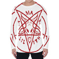 Red Satanic Pentagram Symbol Print Men's Long Sleeve T-Shirt