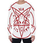 Red Satanic Pentagram Symbol Print Men's Long Sleeve T-Shirt