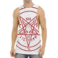 Red Satanic Pentagram Symbol Print Men's Muscle Tank Top