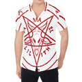 Red Satanic Pentagram Symbol Print Men's Shirt