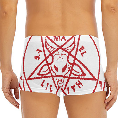 Red Satanic Pentagram Symbol Print Men's Short Boxer Briefs