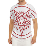 Red Satanic Pentagram Symbol Print Men's Short Sleeve Rash Guard