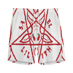 Red Satanic Pentagram Symbol Print Men's Sports Shorts