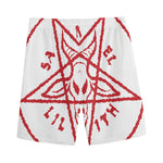 Red Satanic Pentagram Symbol Print Men's Sports Shorts