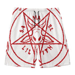 Red Satanic Pentagram Symbol Print Men's Swim Trunks