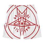 Red Satanic Pentagram Symbol Print Men's Swim Trunks