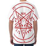 Red Satanic Pentagram Symbol Print Men's Velvet T-Shirt