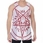 Red Satanic Pentagram Symbol Print Men's Velvet Tank Top