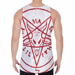 Red Satanic Pentagram Symbol Print Men's Velvet Tank Top