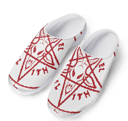 Red Satanic Pentagram Symbol Print Mesh Casual Shoes