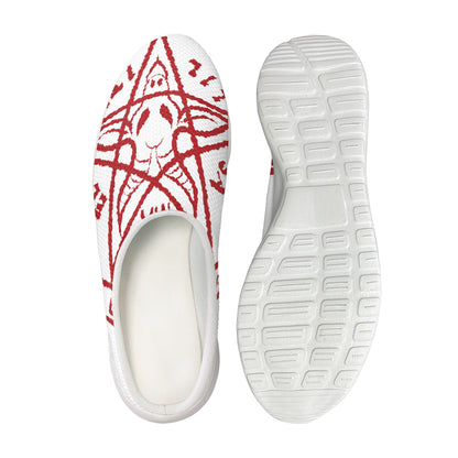 Red Satanic Pentagram Symbol Print Mesh Casual Shoes
