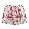 Red Satanic Pentagram Symbol Print Mesh Shorts