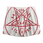 Red Satanic Pentagram Symbol Print Mesh Shorts
