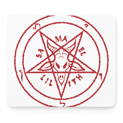 Red Satanic Pentagram Symbol Print Mouse Pad