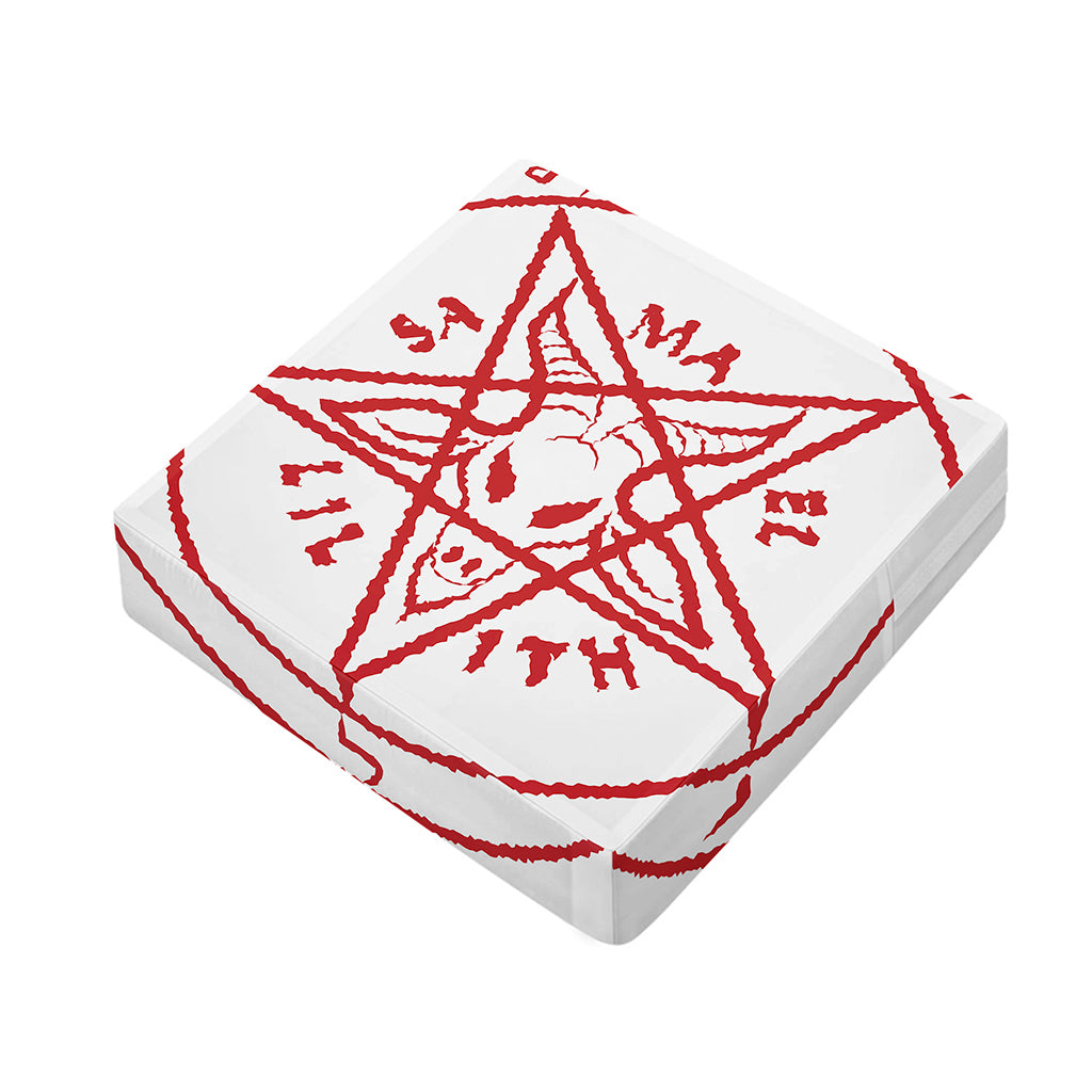 Red Satanic Pentagram Symbol Print Outdoor Seat Cushion Cover