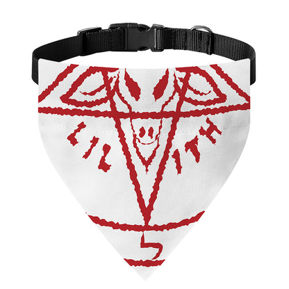 Red Satanic Pentagram Symbol Print Over The Collar Dog Bandana
