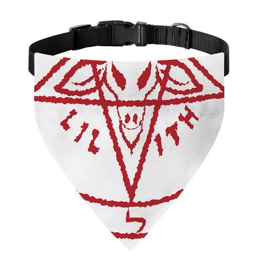 Red Satanic Pentagram Symbol Print Over The Collar Dog Bandana