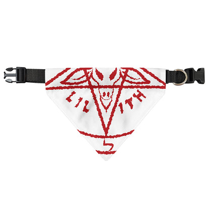 Red Satanic Pentagram Symbol Print Over The Collar Dog Bandana
