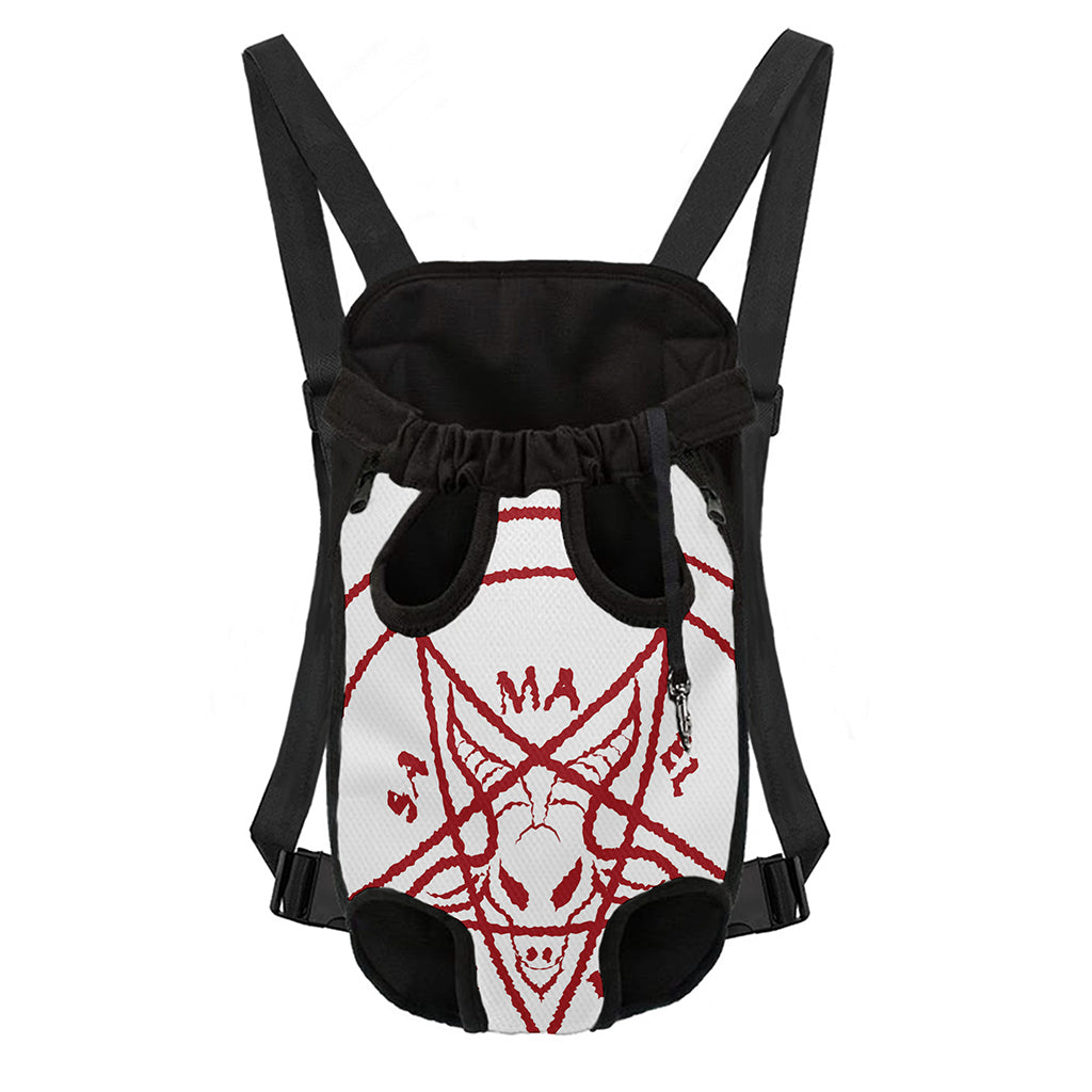 Red Satanic Pentagram Symbol Print Pet Carrier Backpack