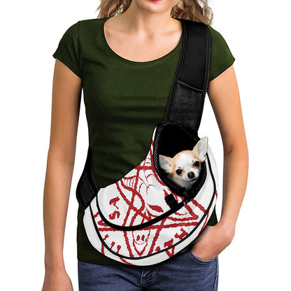 Red Satanic Pentagram Symbol Print Pet Sling Carrier