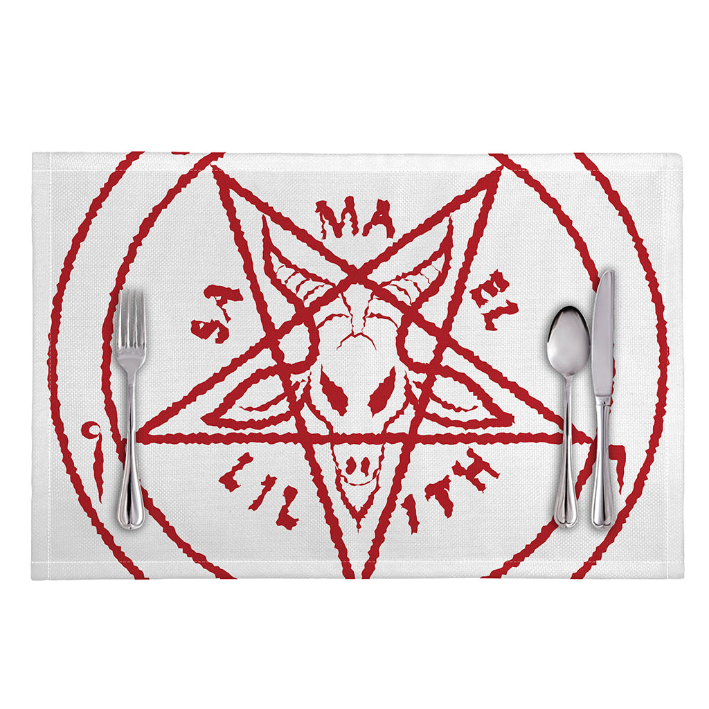 Red Satanic Pentagram Symbol Print Placemat