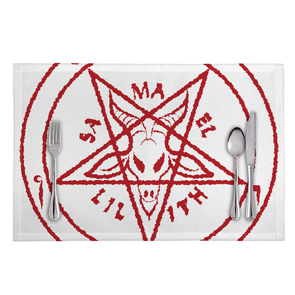 Red Satanic Pentagram Symbol Print Placemat