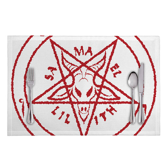 Red Satanic Pentagram Symbol Print Placemat