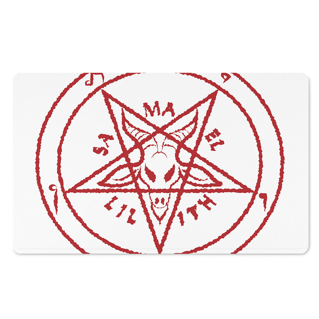 Red Satanic Pentagram Symbol Print Polyester Doormat