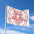 Red Satanic Pentagram Symbol Print Polyester Flag