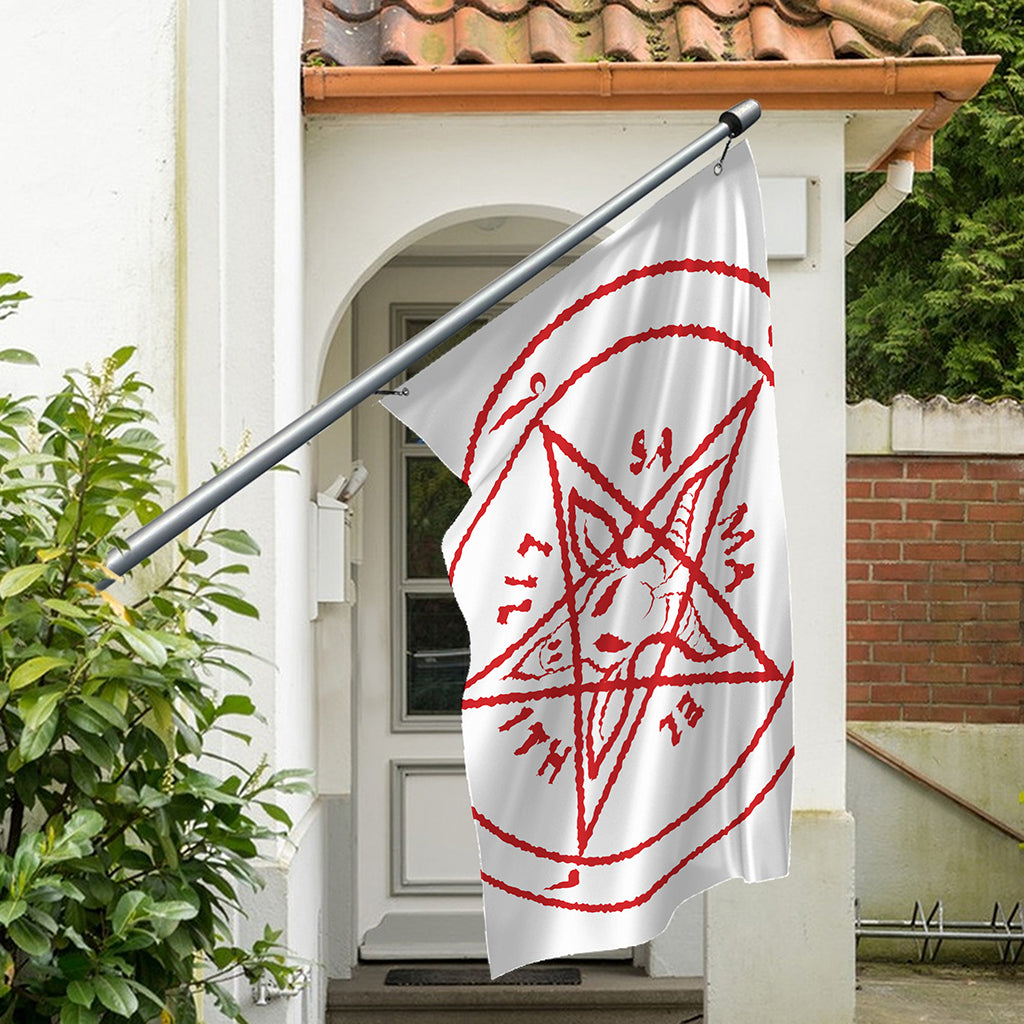 Red Satanic Pentagram Symbol Print Polyester Flag