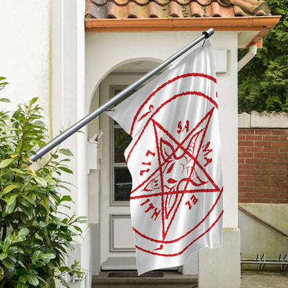 Red Satanic Pentagram Symbol Print Polyester Flag