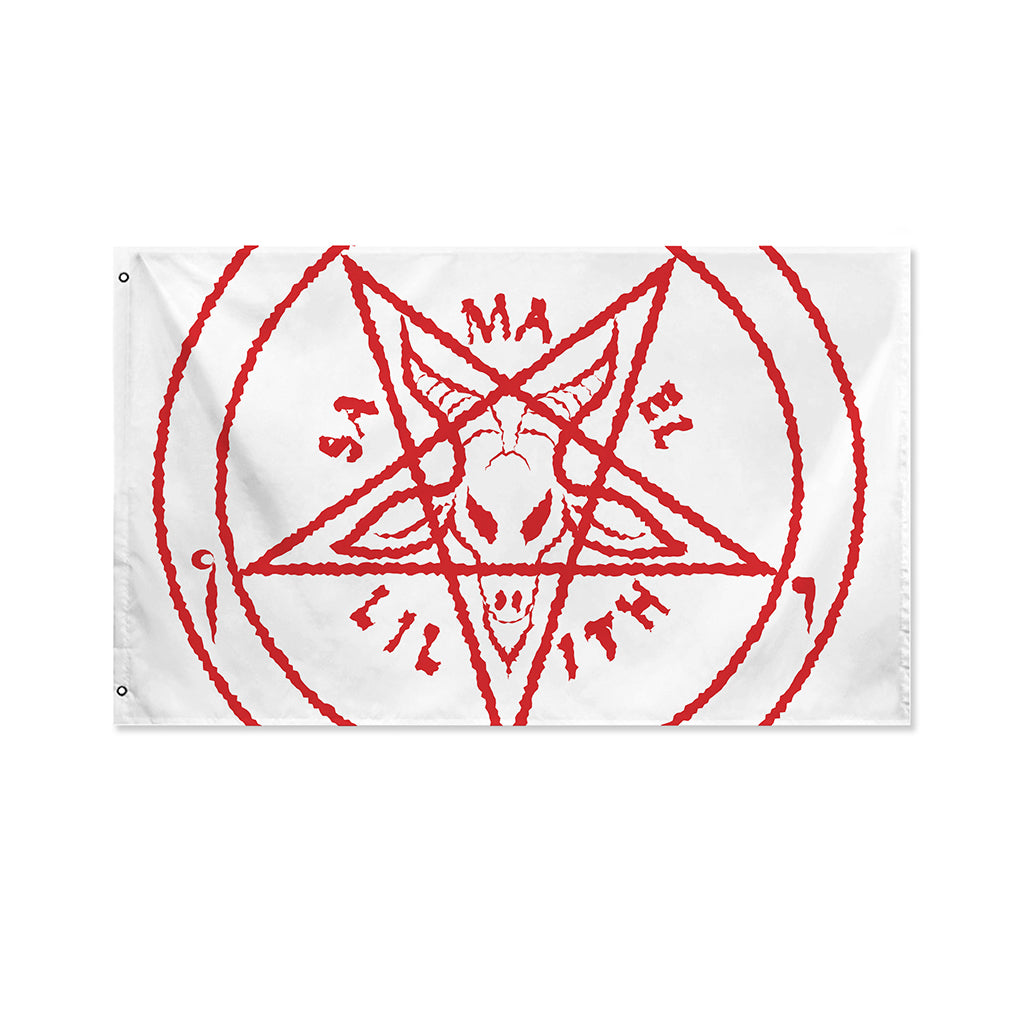 Red Satanic Pentagram Symbol Print Polyester Flag