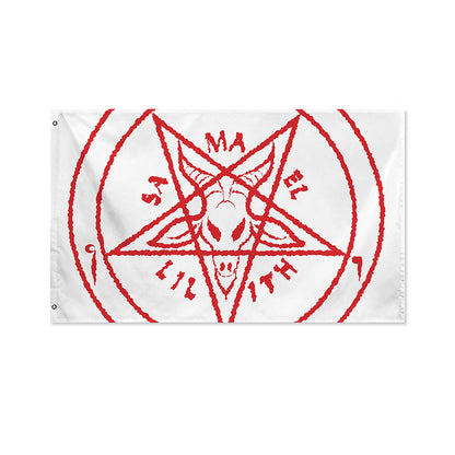 Red Satanic Pentagram Symbol Print Polyester Flag