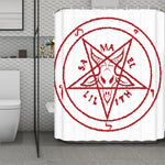 Red Satanic Pentagram Symbol Print Polyester Shower Curtain
