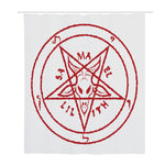 Red Satanic Pentagram Symbol Print Polyester Shower Curtain
