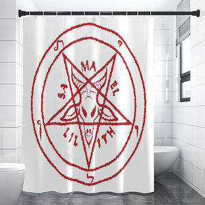 Red Satanic Pentagram Symbol Print Premium Shower Curtain