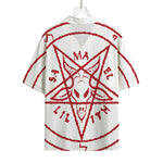 Red Satanic Pentagram Symbol Print Rayon Hawaiian Shirt
