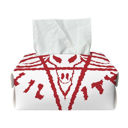 Red Satanic Pentagram Symbol Print Rectangle Tissue Box Cover