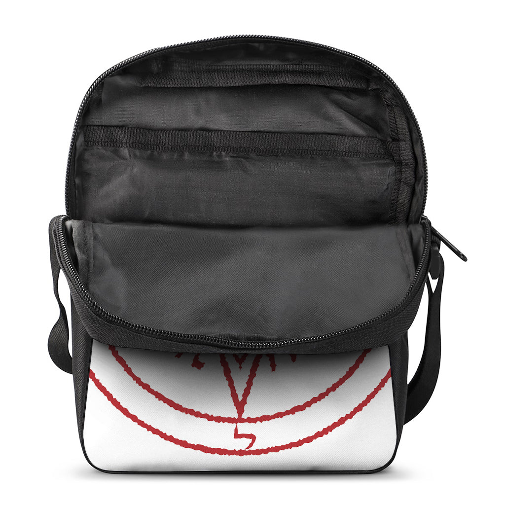 Red Satanic Pentagram Symbol Print Rectangular Crossbody Bag