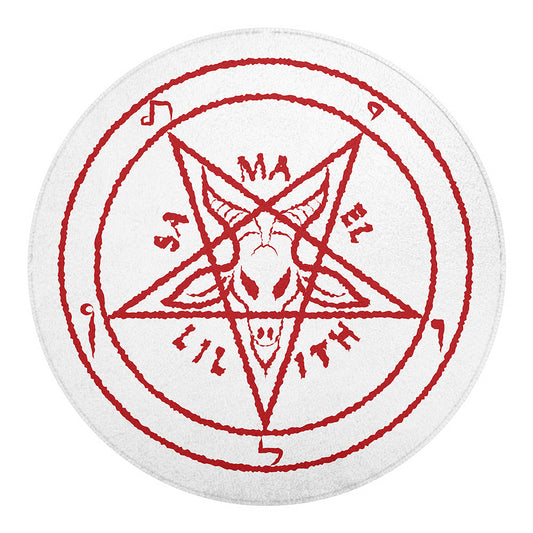 Red Satanic Pentagram Symbol Print Round Blanket