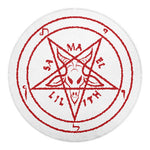 Red Satanic Pentagram Symbol Print Round Blanket
