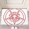 Red Satanic Pentagram Symbol Print Rubber Doormat