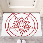 Red Satanic Pentagram Symbol Print Rubber Doormat