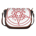 Red Satanic Pentagram Symbol Print Saddle Bag