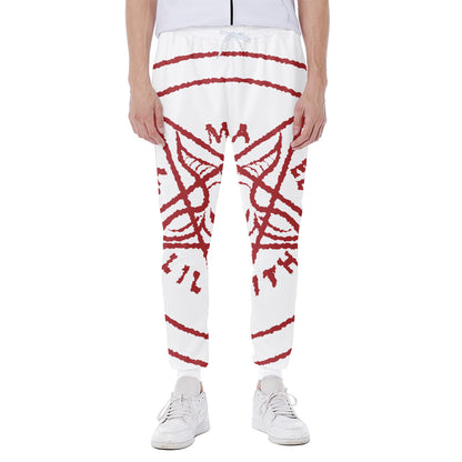 Red Satanic Pentagram Symbol Print Scuba Joggers