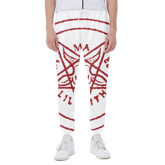 Red Satanic Pentagram Symbol Print Scuba Joggers